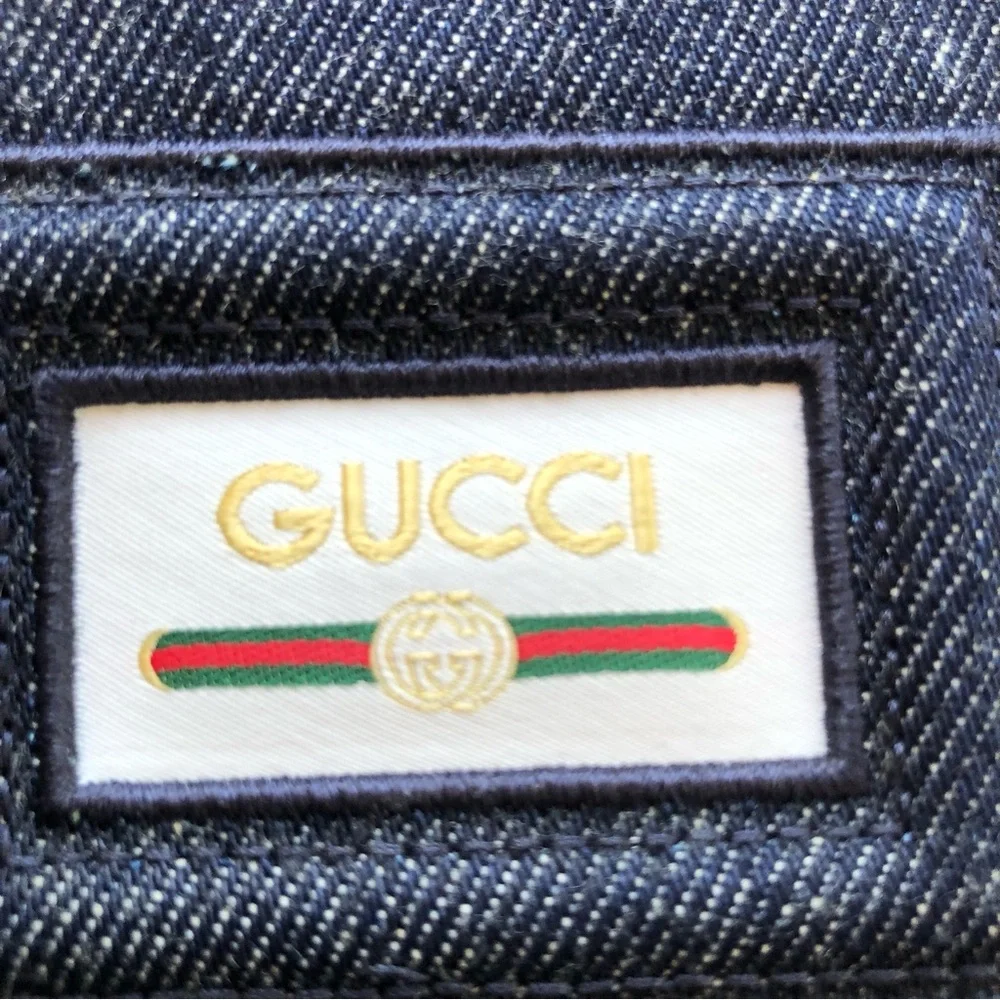 Gucci Dark Blue Raw Denim Jeans Bermuda Shorts Men's Size 52 Front Zip/Button